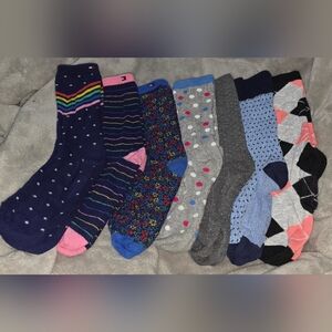 7 Pairs of Casual Dress Socks (3 Tommy Hilfiger) - Patterned Unisex Size 7-10